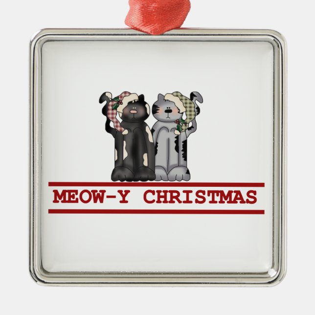 Metal Ornamento de Guarda de Natal de Meow-y (Frente)