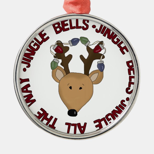 Metal Ornamento de Jingle Bells Reindeer Keepsaet (Frente)