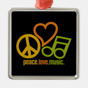 Metal Ornamento de Música Peace Love, personalizável