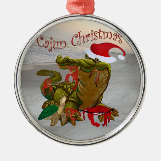 Metal ornamento de Natal Cajun Christmas (Frente)