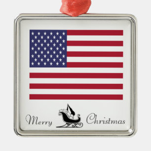 Metal Ornamento de Natal da bandeira americana
