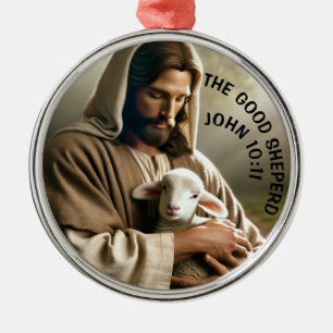 METAL ORNAMENTO DE NATAL JESUS COM CORDEIRO
