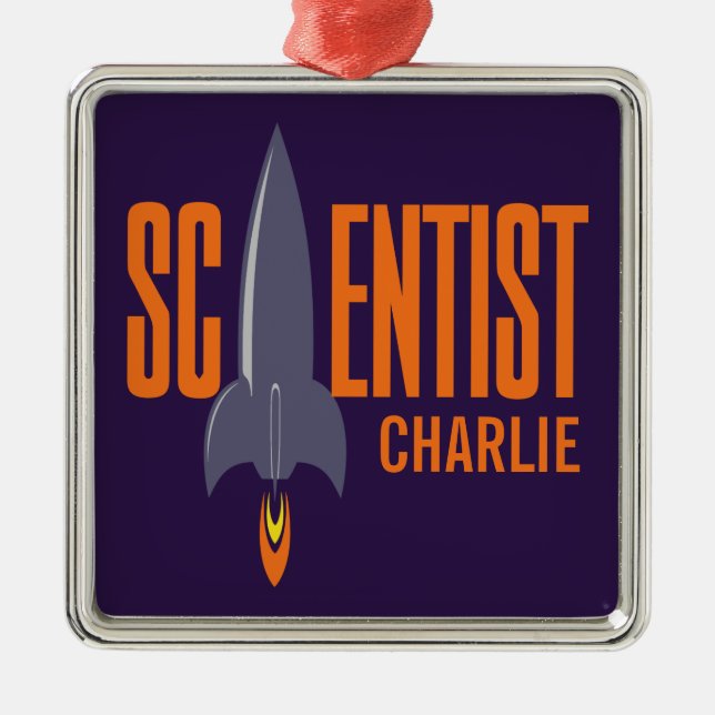 Metal Ornamento de nome personalizado do Rocket Scientis (Frente)