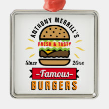 Ornamento de Nomes Personalizados de Burgers Funny