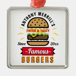 Metal Ornamento de Nomes Personalizados de Burgers Funny
