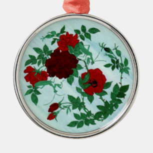 Metal Ornamento de oração de Mantis e Rosas vermelhas