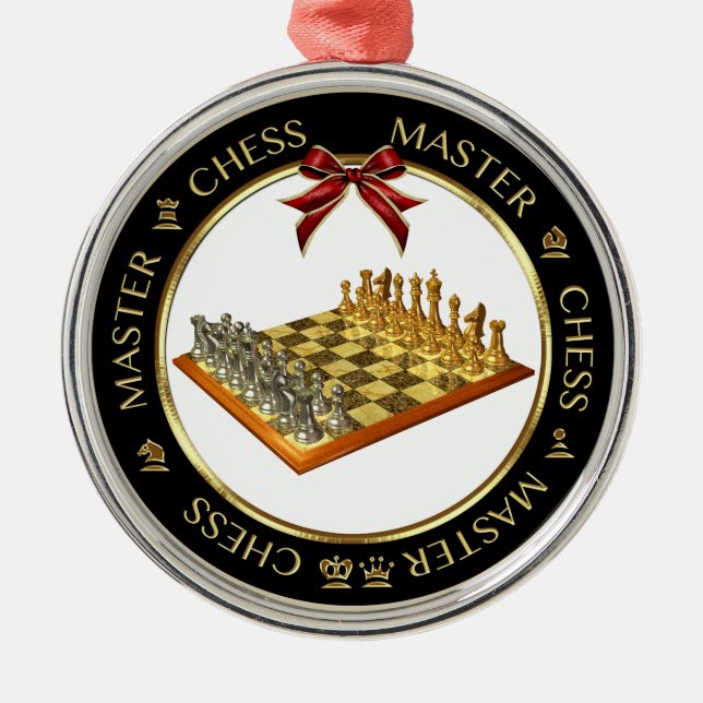 Metal Ornamento de Prata Premium Chess Master (Frente)