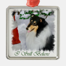 Metal Ornamento de Presentes de Natal Collie Triplo Coll