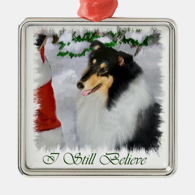 Metal Ornamento de Presentes de Natal Collie Triplo Coll (Frente)