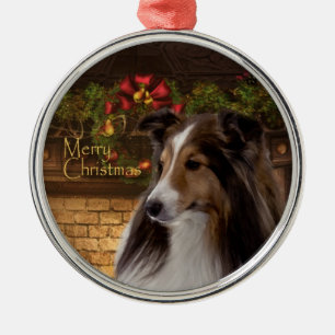 Metal Ornamento de Sheltie do feriado