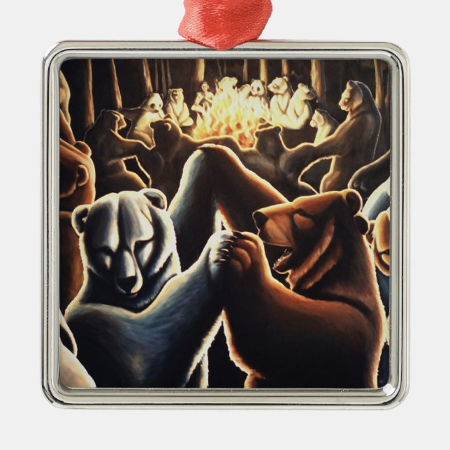 Metal Ornamento de Ursos Dançantes Ofertas de Amor Multi (Frente)