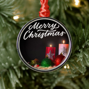 Metal Ornamento de Velas de Natal Feliz