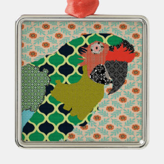 Metal Ornamento do Feliz Natal do Macaw de Molly