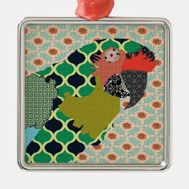 Metal Ornamento do Feliz Natal do Macaw de Molly (Frente)