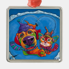 Metal Ornamento do feriado de Icecapaws por queimaduras