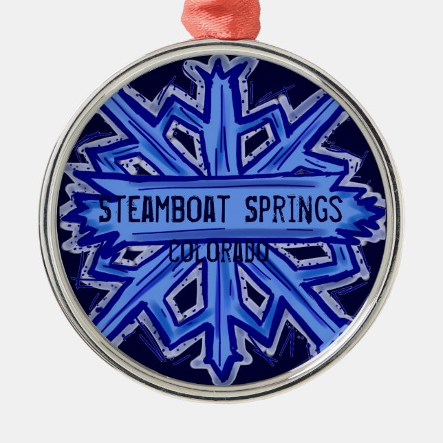 Metal Ornamento do floco de neve de Steamboat Springs (Frente)
