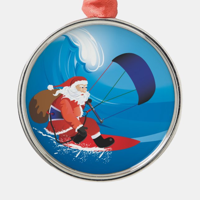 Metal Ornamento do prêmio de Kitesurf do papai noel (Frente)