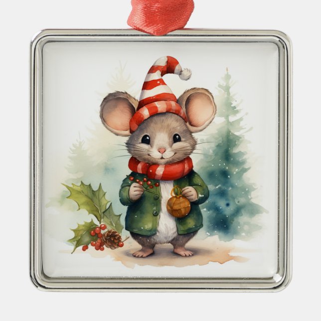 Metal Ornamento do Rato de Natal (Frente)
