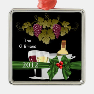 METAL ORNAMENTO DOS AMANTES DE VINHO 2012 PERSONALIZADO