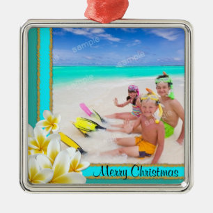 Metal Ornamento Fotográfico de Natal Tropical Havaiana 