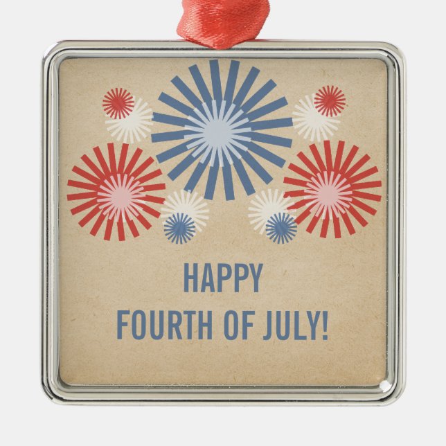Metal Ornamento Funky 4 de julho do Fireworks (Frente)