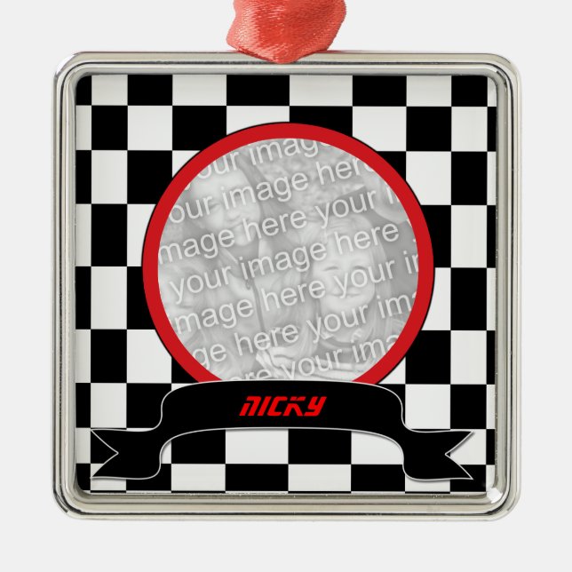 Metal Ornamento Personalizado de Fotografias de Verifica (Frente)