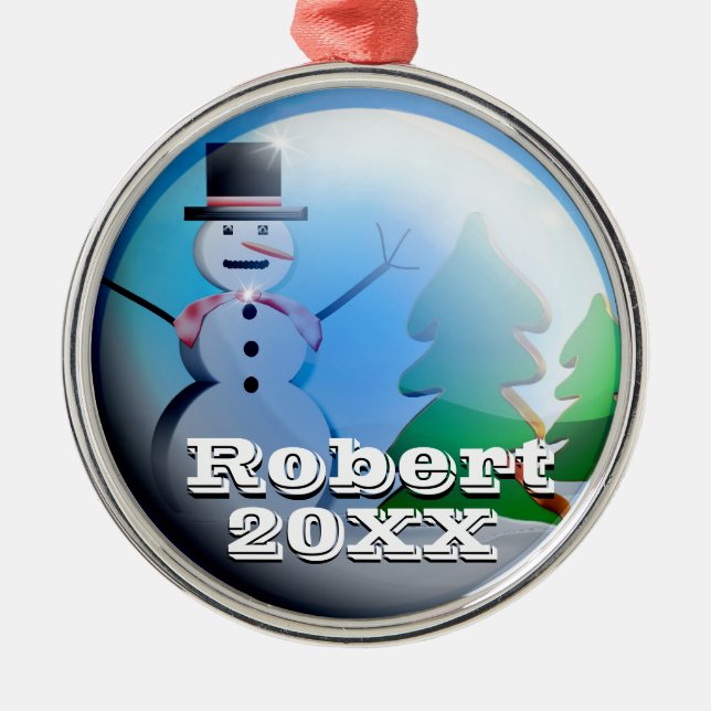 Metal Ornamento Personalizado do Globo de Neve de Natal  (Frente)