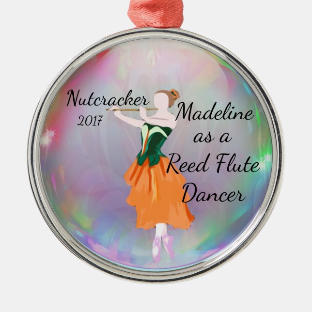 Metal Ornamento personalizado do Nutcracker - flauta de (Frente)