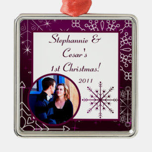 Metal Ornamento Personalizado Estrela Roxa/Floco de Neve