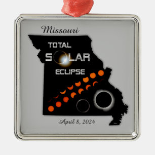 Metal Ornamento Quadrado de Eclipse Solar do Missouri