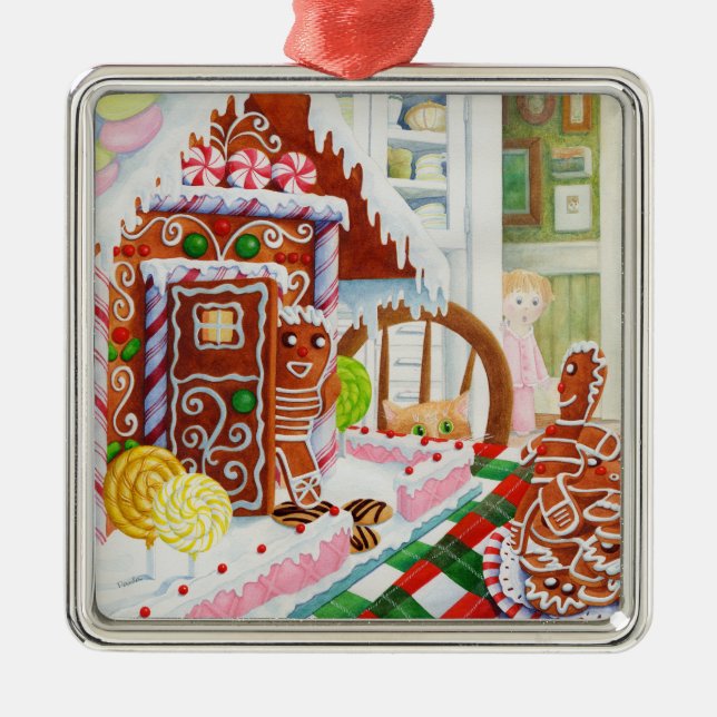 Metal Ornamento Quadrado de GINGERBREAD SURPRISE Premium (Frente)
