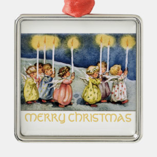 Metal Ornamento Quadrado dos Ângulos de Feliz Natal