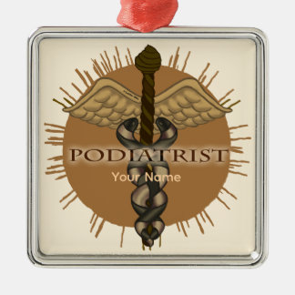 Metal Ornamento Quadrado Premium Caduceu de Podólogo