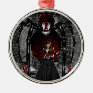 Metal Ornamento Redondo de Aranha gótico Preta