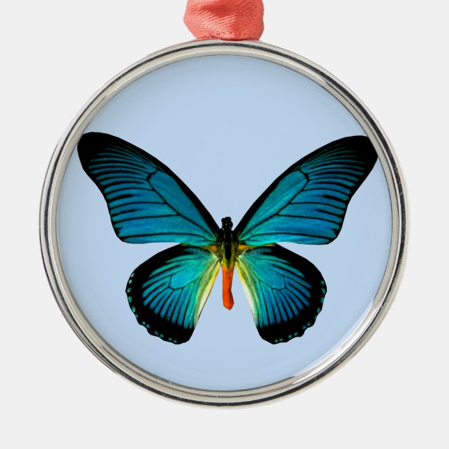 Metal Ornamento redondo de borboleta azul (Frente)