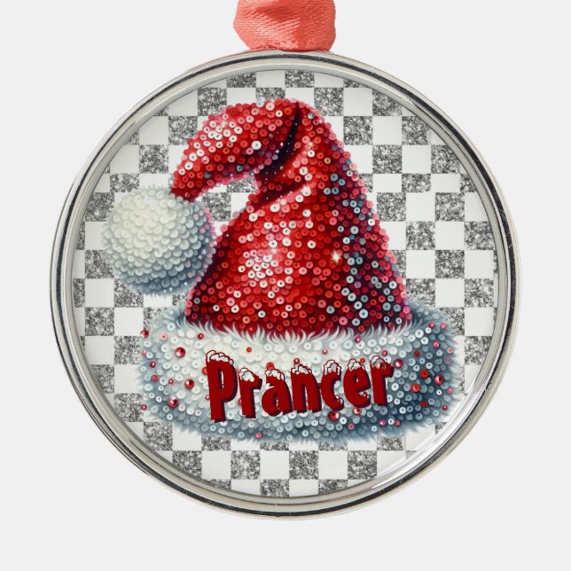 Metal Ornamento Redondo de Natal Hat Premium (Frente)