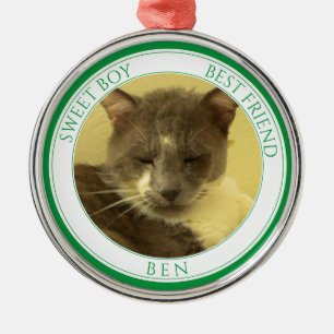 Metal Ornamento Redondo Premium de AMOR PET + Texto / Ve