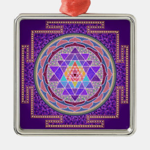 Metal Ornamento roxo de Sri Yantra