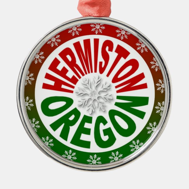 Metal Ornamento verde vermelho de Hermiston Oregon (Frente)