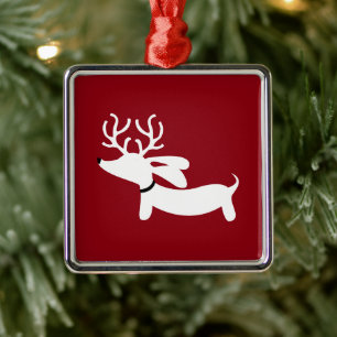 Metal Ornamento vermelho da árvore de Natal do cão do