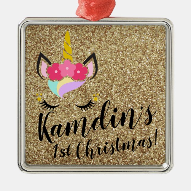 Metal Ornamento XMAS de Glitter Dourado Personalizado do (Frente)
