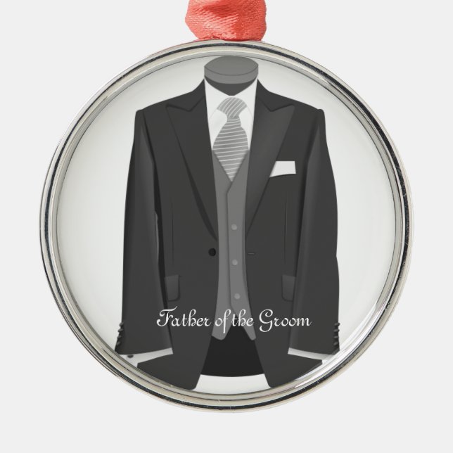 Metal Padre do Ornamento do Presente de Natal Tuxedo (Frente)