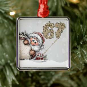 Metal Papai Noel se Escondendo do Ornamento de Natal Sei