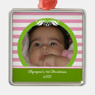 Metal Tiras cor-de-rosa Ornamento de Fotos de Natal de 1