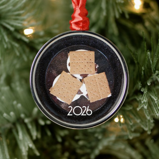 Metal Três S'mores em um Ornamento de Placa de Acampamen (Árvore)