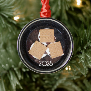 Metal Três S'mores em um Ornamento de Placa de Campo Met