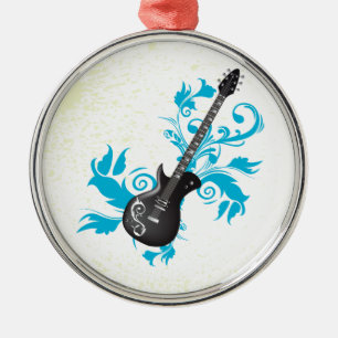 Metal Turquesa de guitarra elétrica deixa ornamento pers