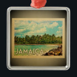 Metal Viagens vintage das caraíbas do ornamento de<br><div class="desc">Um ornamento legal de Jamaica do estilo do vintage que caracteriza palmeiras em uma cena da ilha do vintage do divertimento.</div>