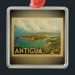 Metal Viagens vintage de Ornamento de Caribe de Antígua<br><div class="desc">Um ornamento legal de Antígua com uma cena tropical ilha maravilhosa.</div>