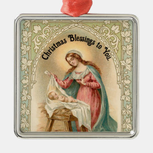 Metal Vintage Mary Com Ornamento De Jesus